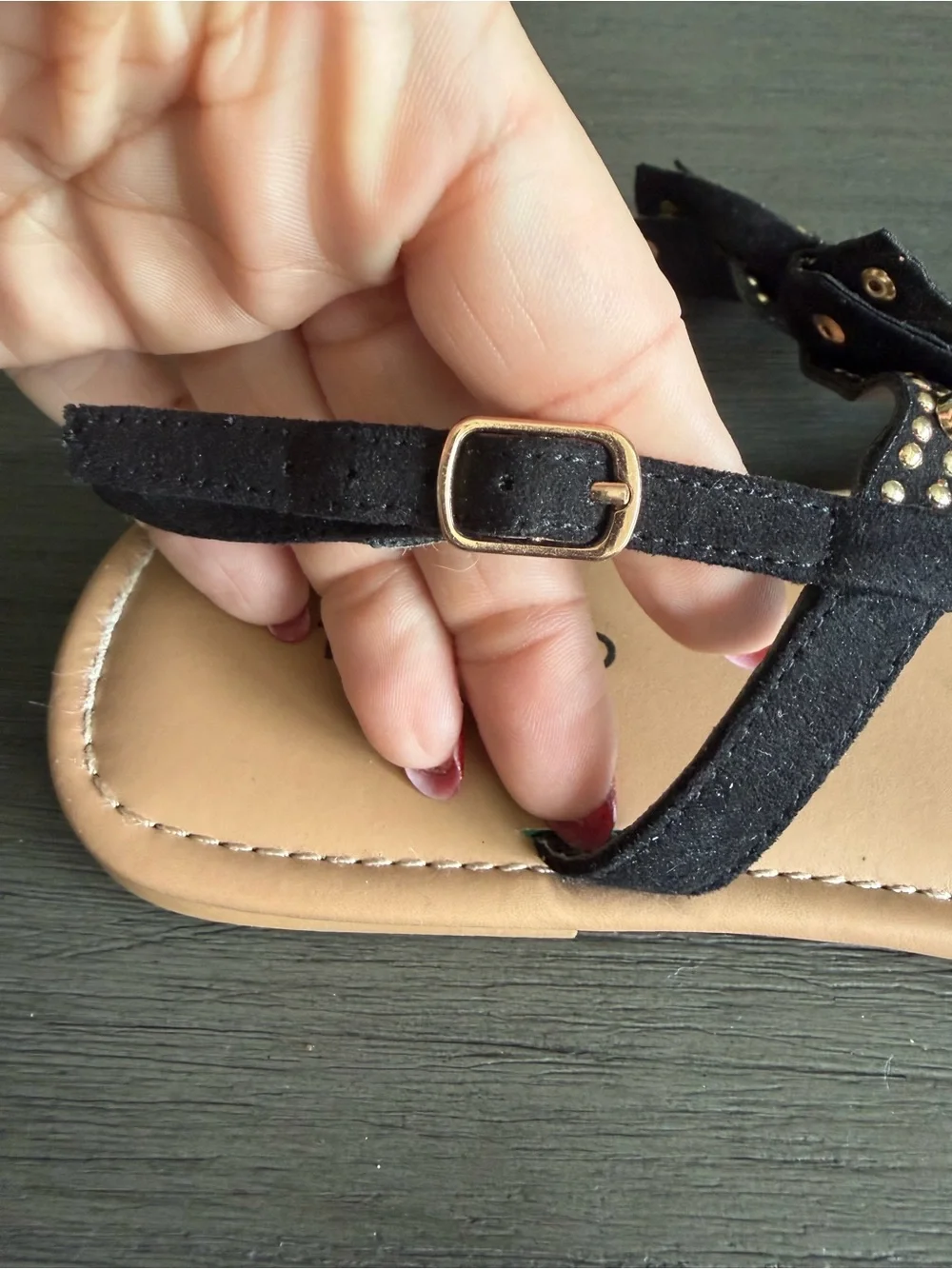 torrid Black Studded Bow Thong Sandals with Tan Footbed